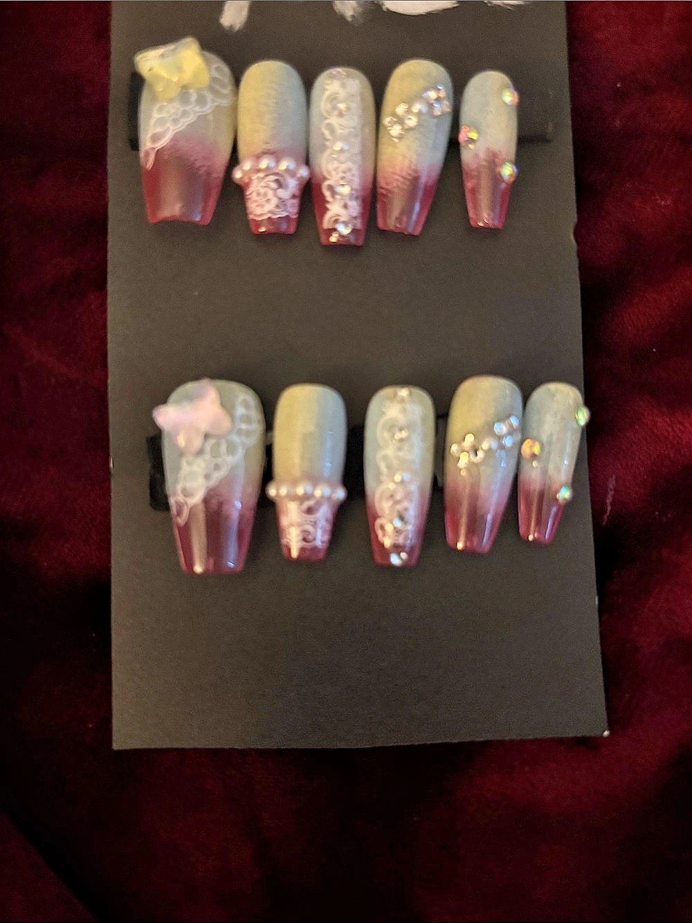 Pink & Purple Decorative Press-On Nails